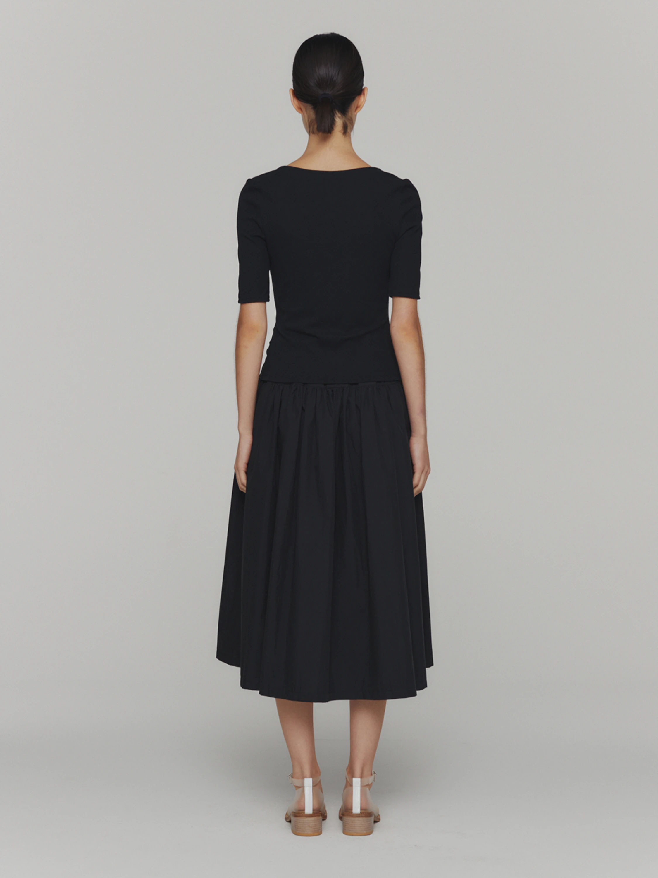 Женское платье AMOMENTO Cotton Shirring Dress Black