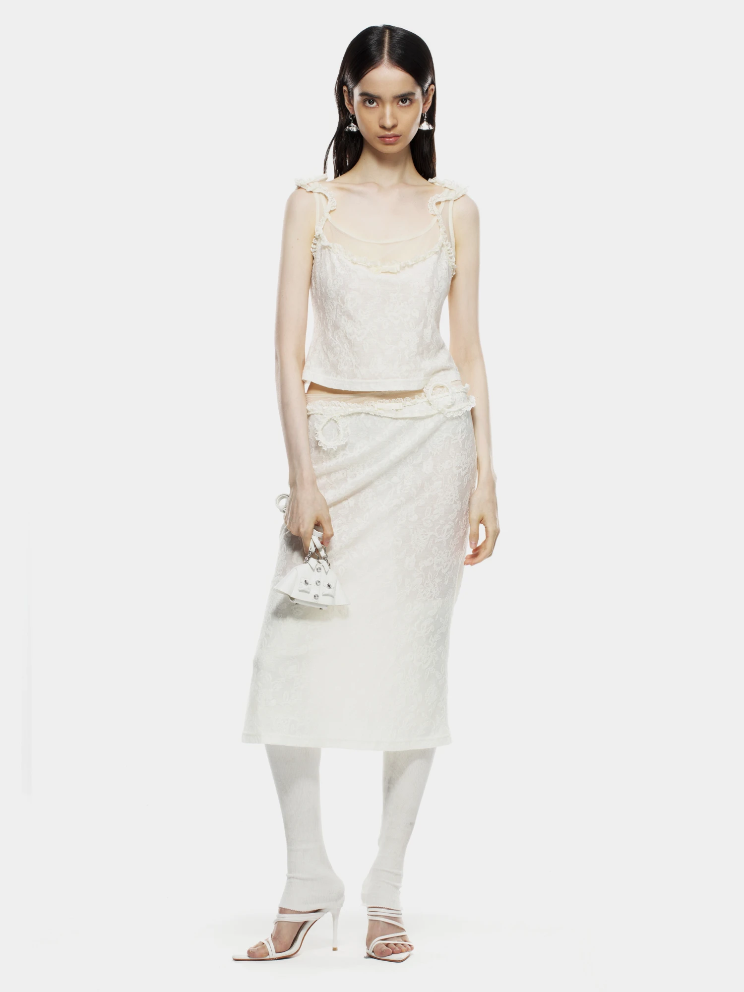 Женская юбка MARRKNULL Lace Layered Beige
