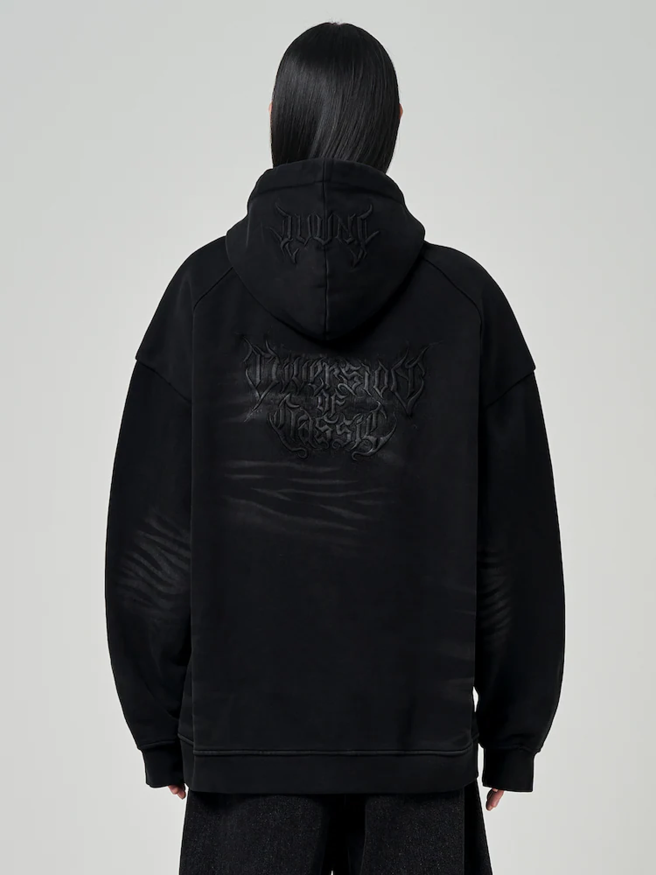 Худи JUUN.J Garment Dyed Graphic Embroidered Black