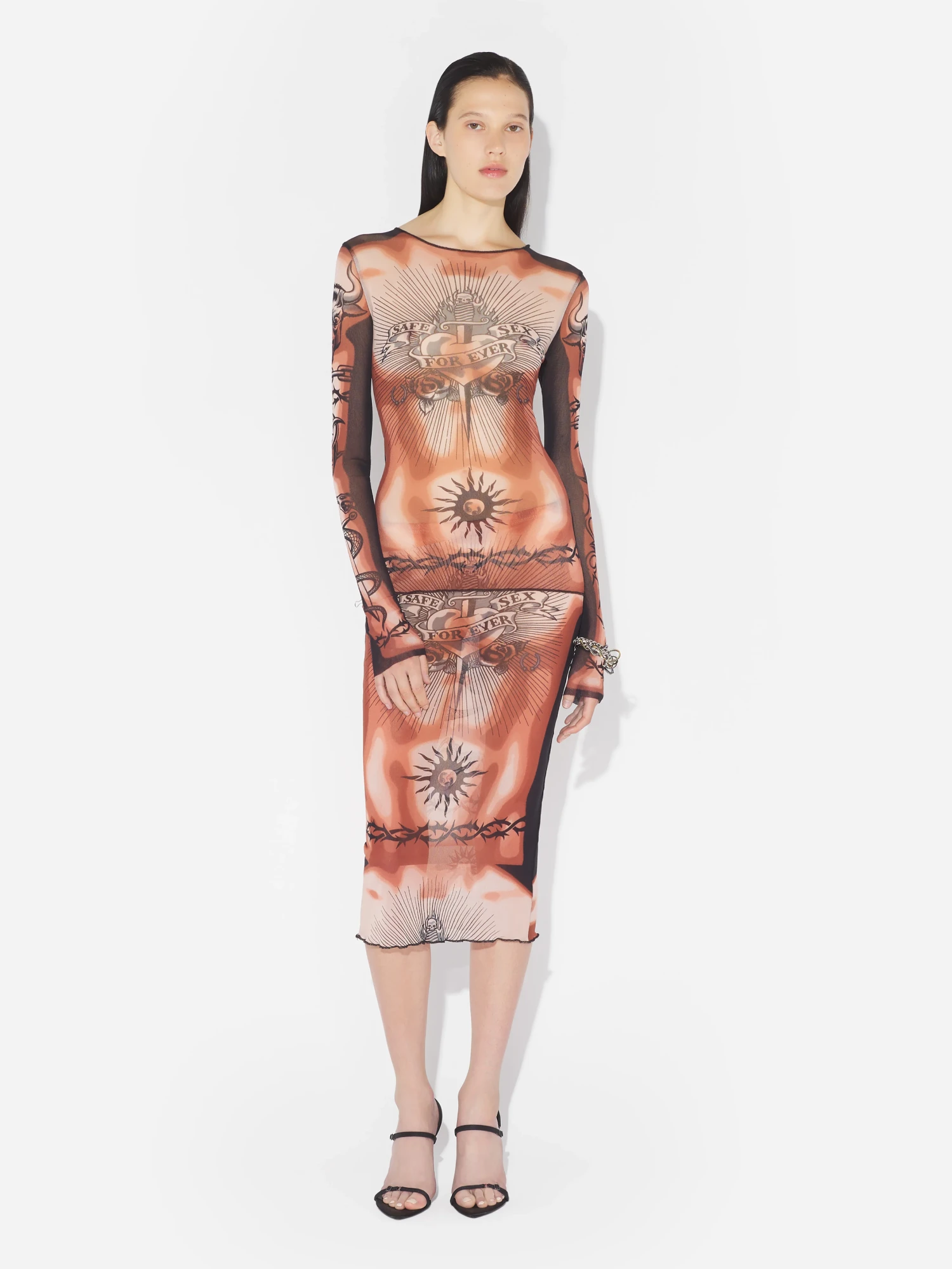 Лонгслив Jean Paul Gaultier Re-Edition: "Safe Sex Tattoo" Nude/Brown/Black