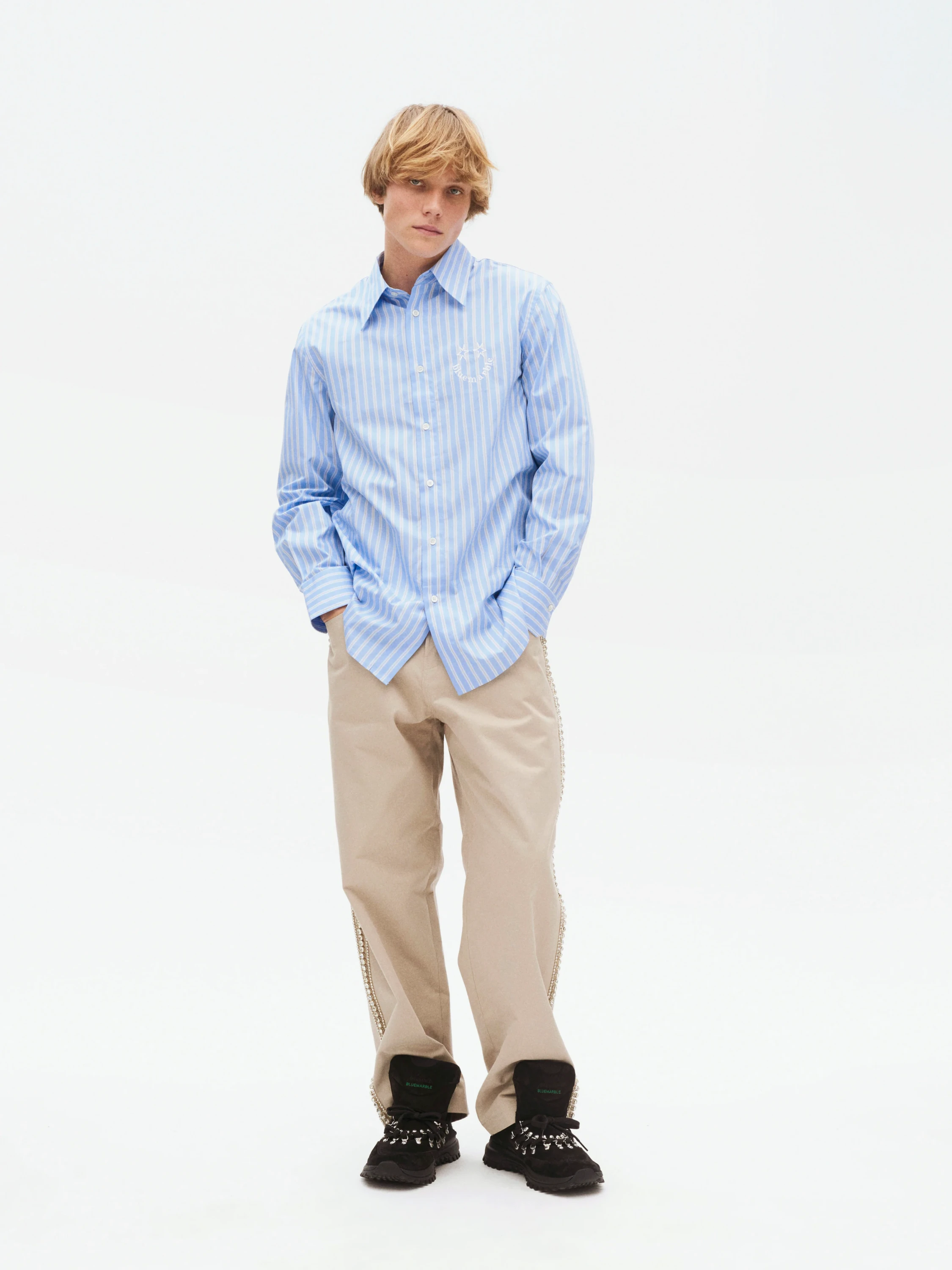 Рубашка Bluemarble Smiley Stripe Popelin Shirt Blue