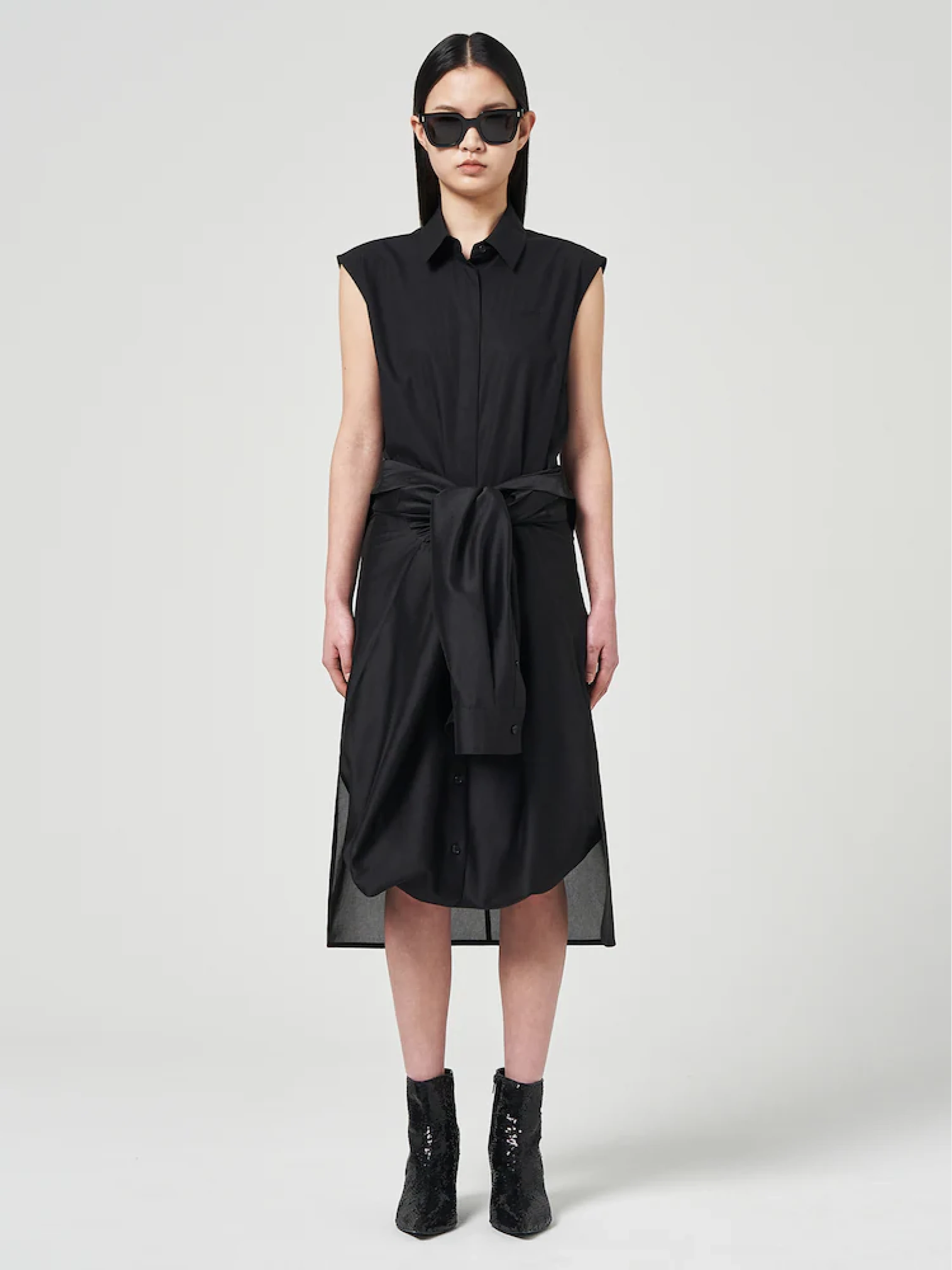 Женская рубашка JUUN.J Shiny Double Long Shirt Black