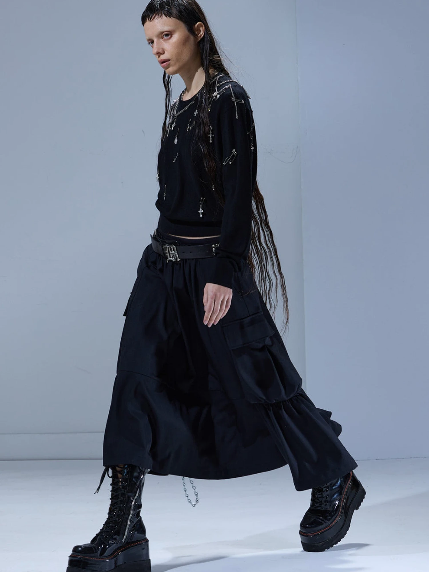 Женская юбка R13 Gathered Cargo Skirt Black