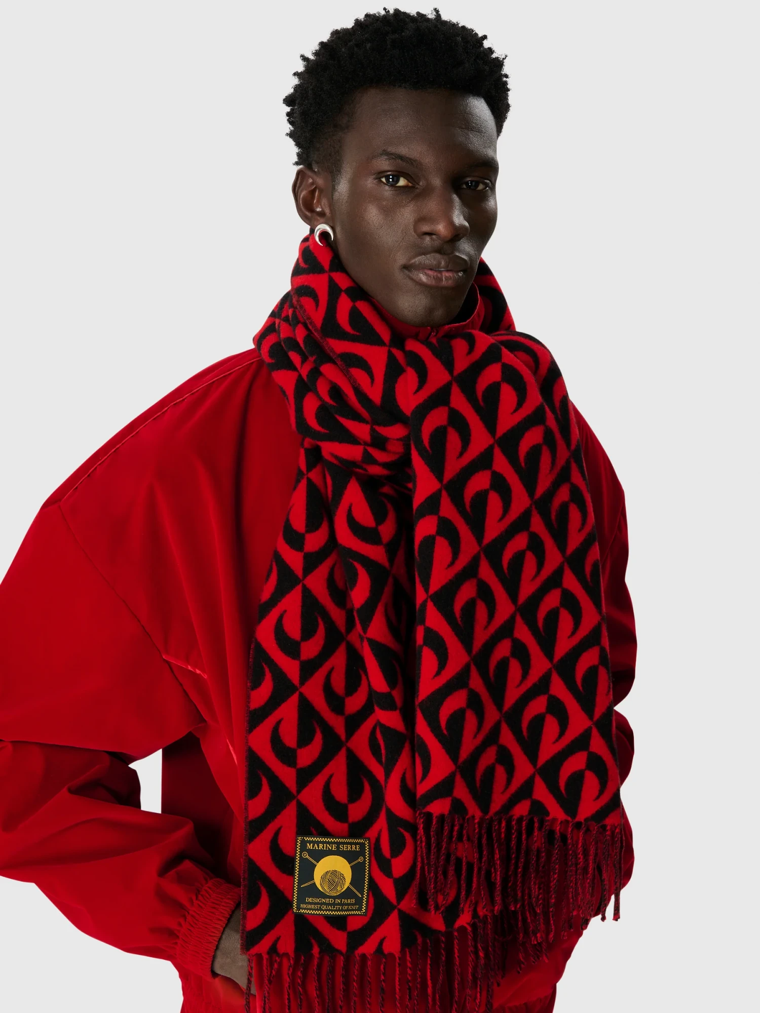 Шарф Marine Serre Moon Lozenge Wool Black/Red