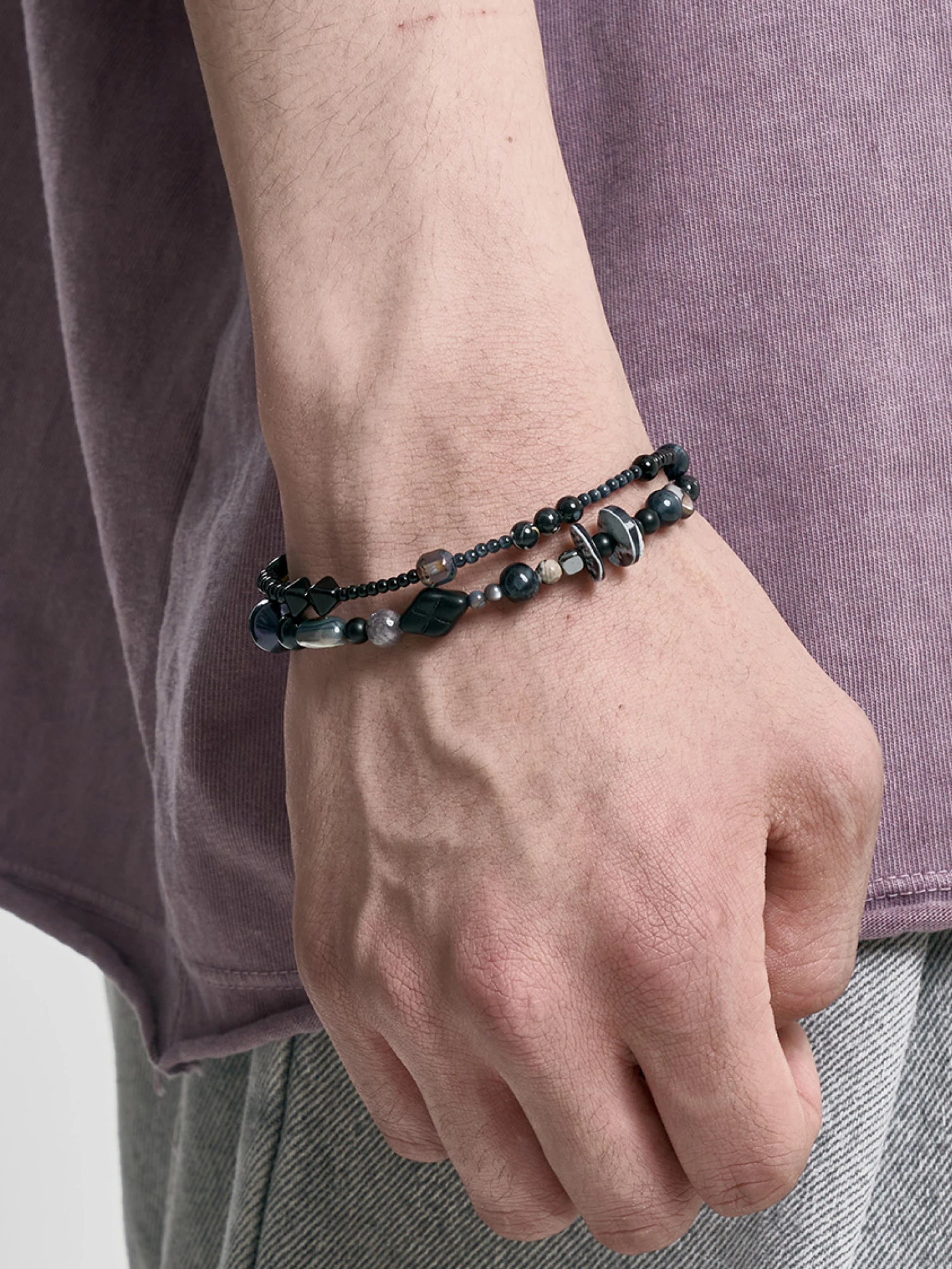 Браслет AJOBYAJO Black Light Beads Layered