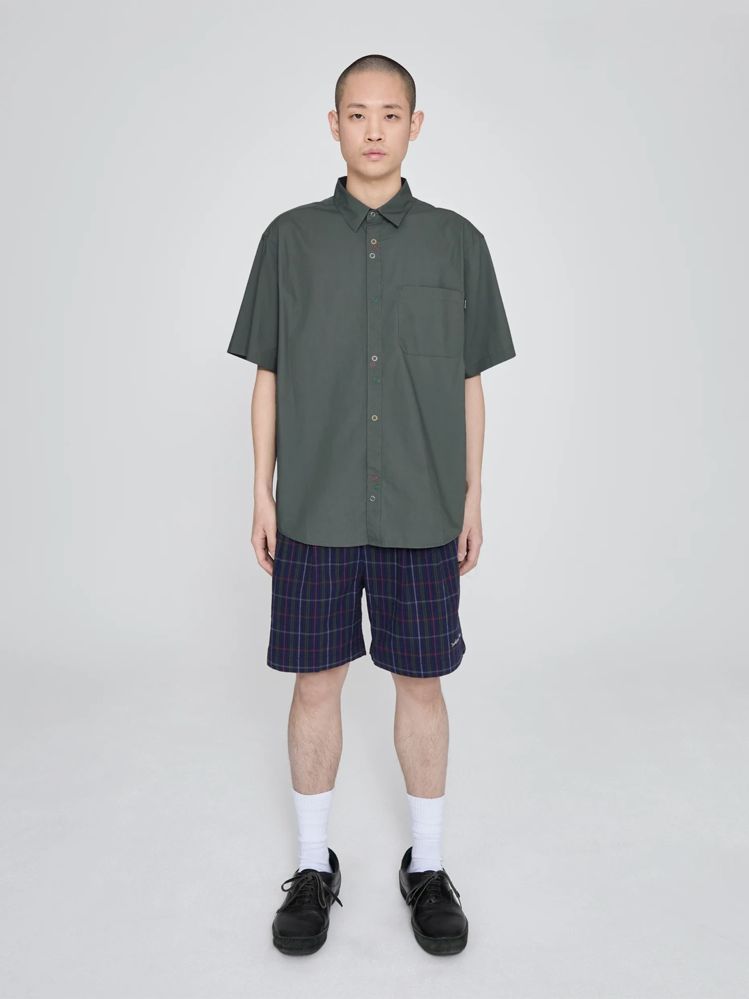 Шорты YESEYESEE Crinkled Fabric Check Blue