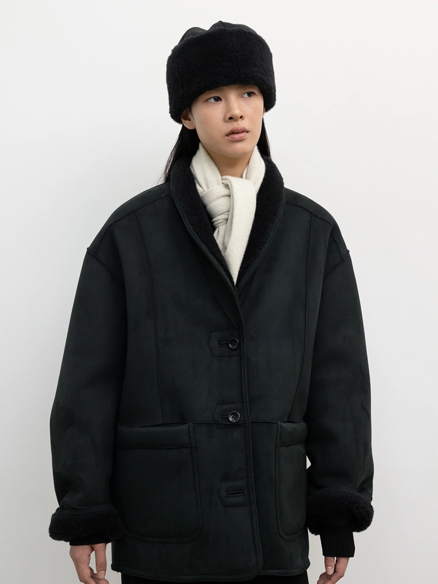 Женская дубленка LE17SEPTEMBRE Reversible Shearling Black