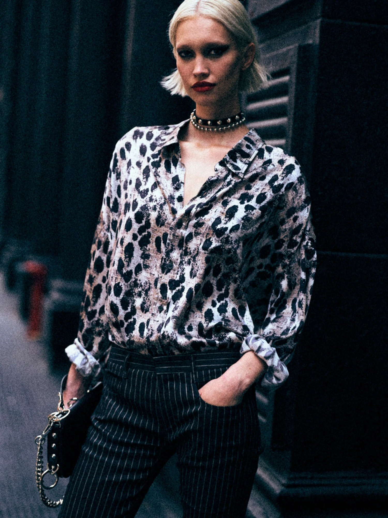 Женская рубашка R13 Drop Neck Leopard