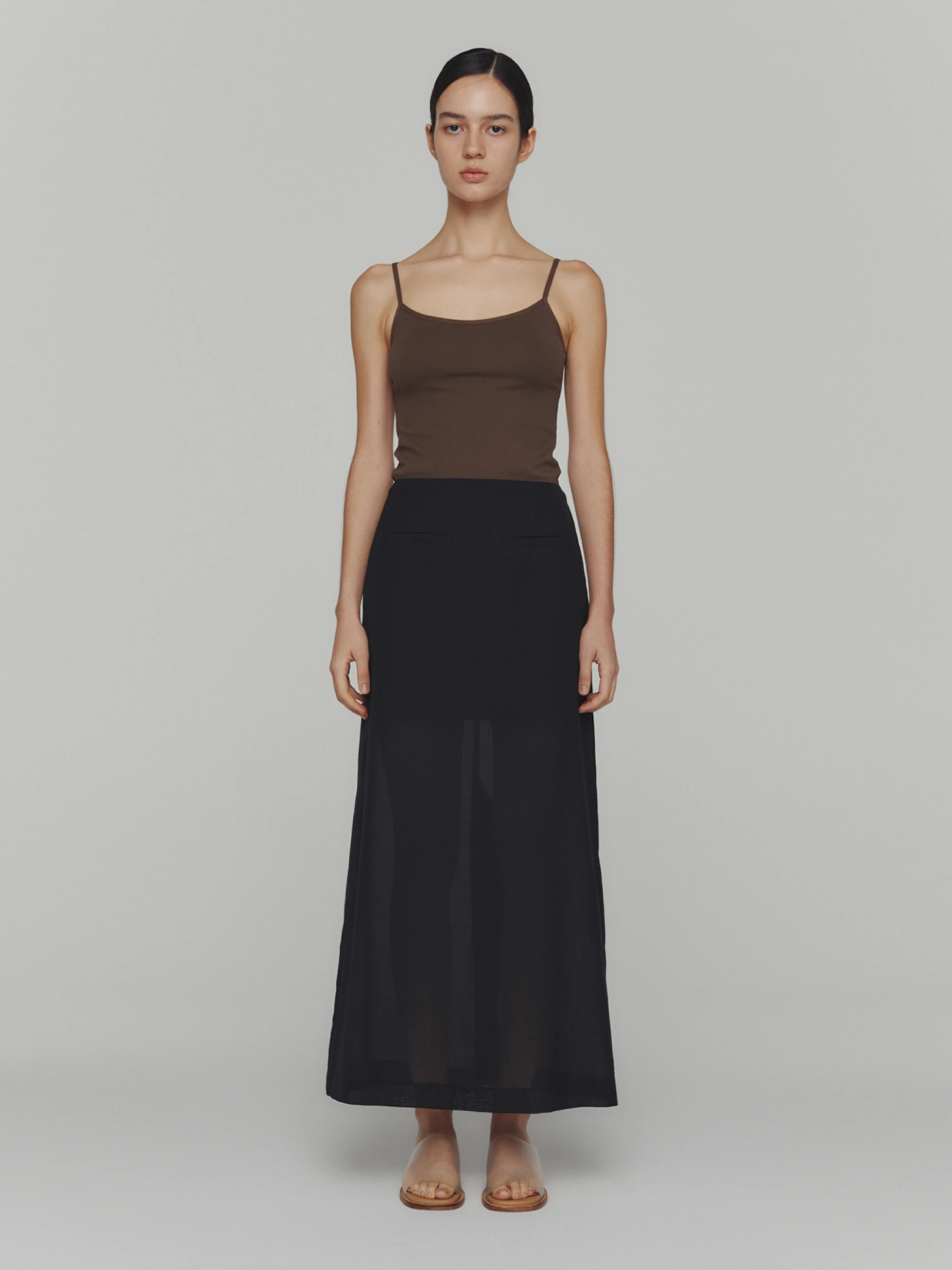 Женская юбка AMOMENTO Sheer Maxi Long Skirt Black