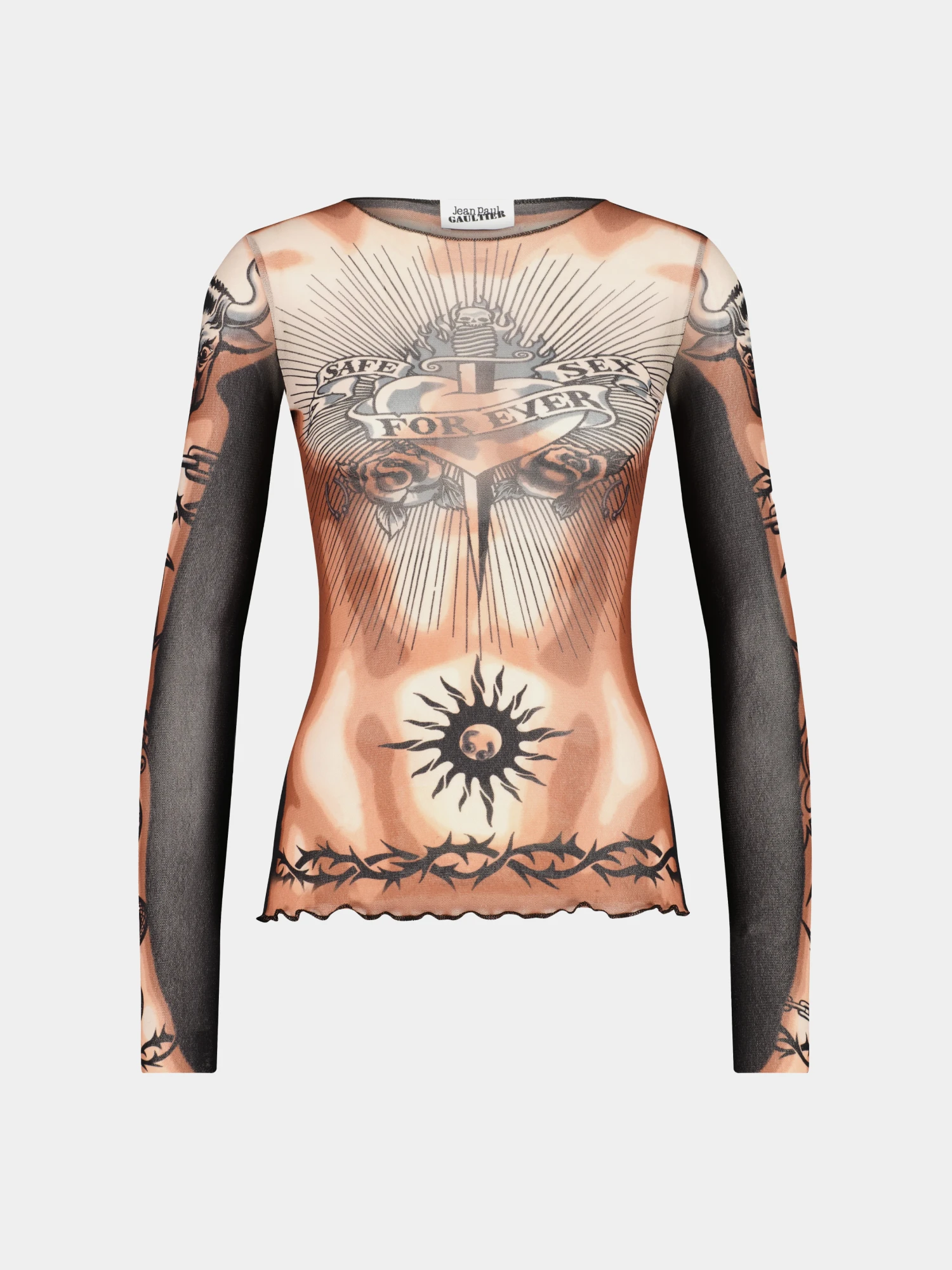 Лонгслив Jean Paul Gaultier Re-Edition: "Safe Sex Tattoo" Nude/Brown/Black