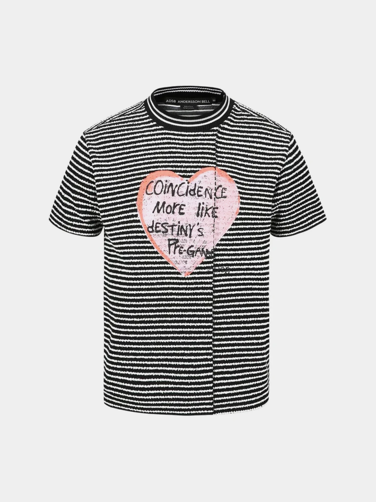 Футболка Andersson Bell Heart Message Stripe Crew Neck Black