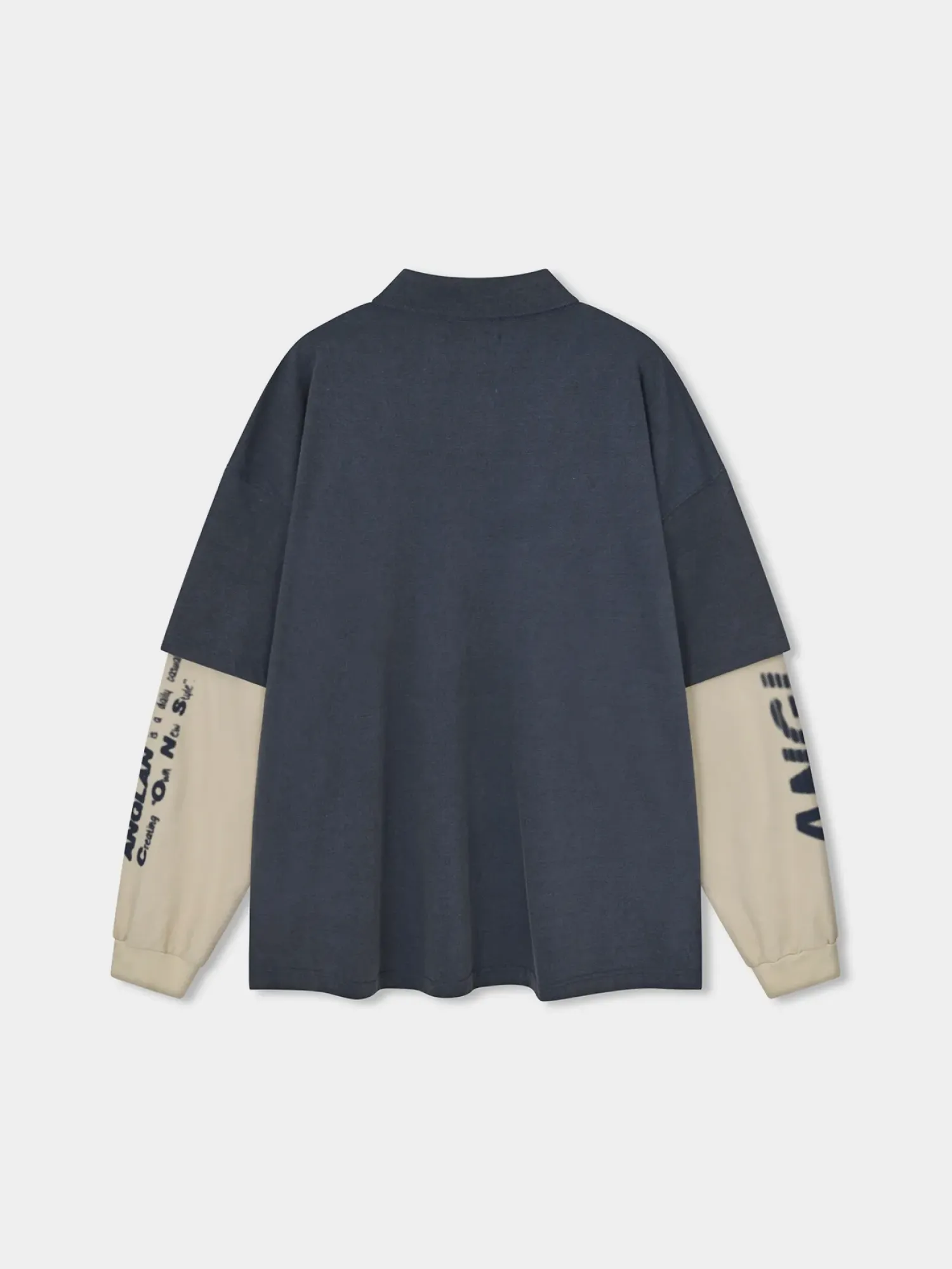 Поло ANGLAN Typo Print Layered Rugby Washed Blue