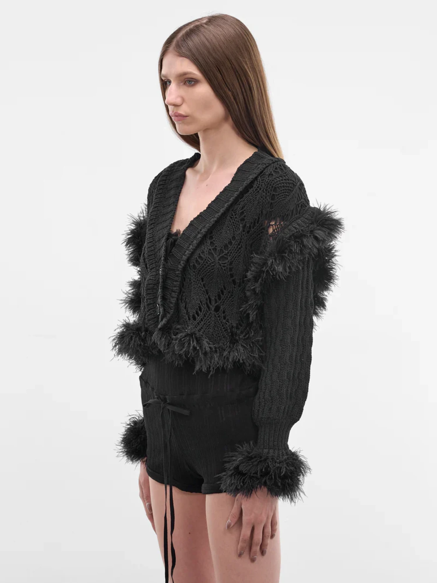 Женский кардиган Ann Demeulemeester Taci Feather Black