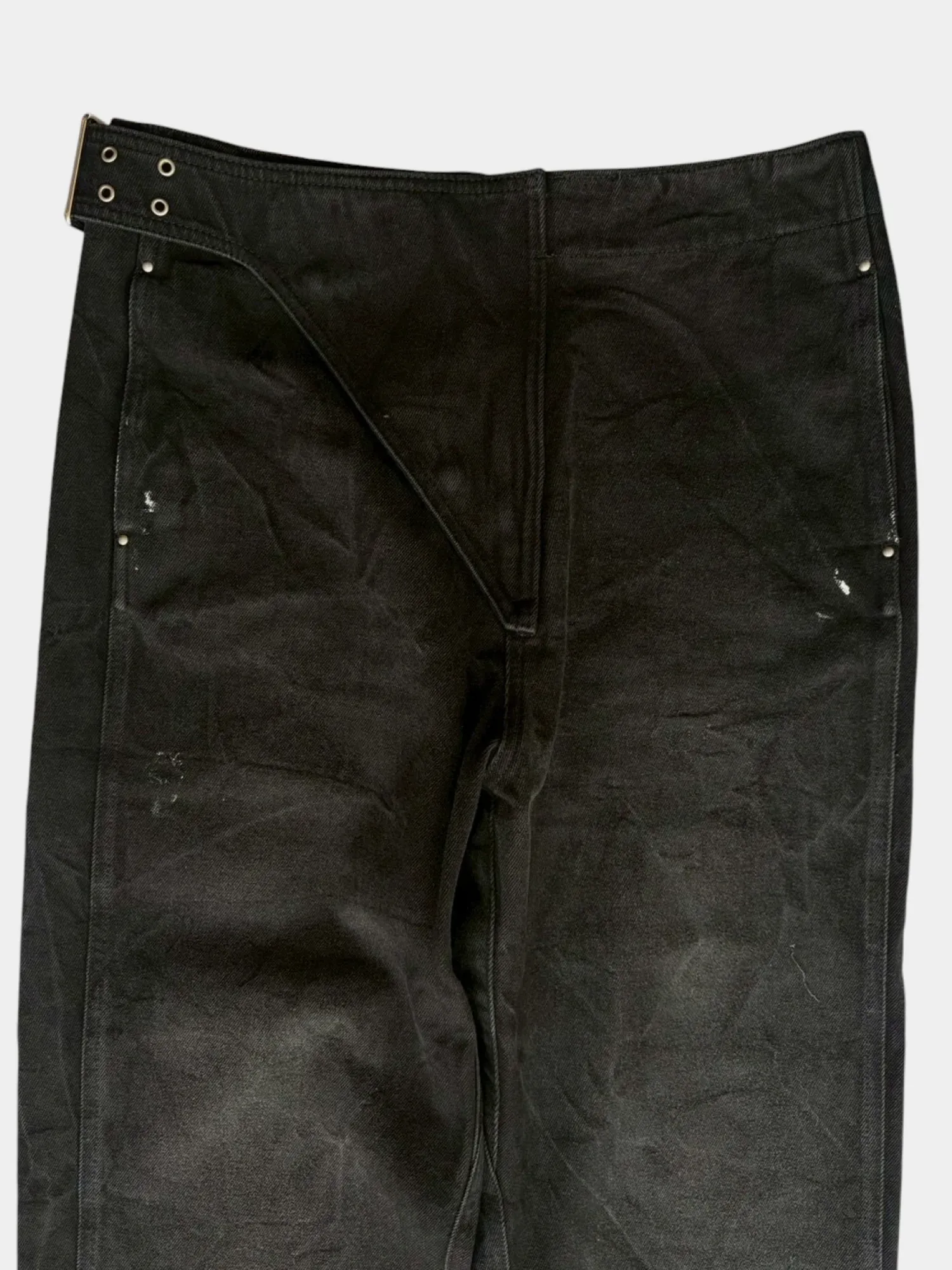 Джинсы OAMC Treated With White Spots With Belt Black