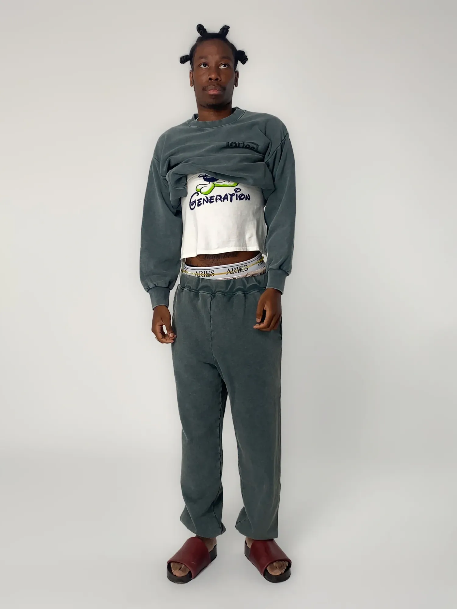 Брюки ARIES Premium Aged Temple Sweatpant Dark Green