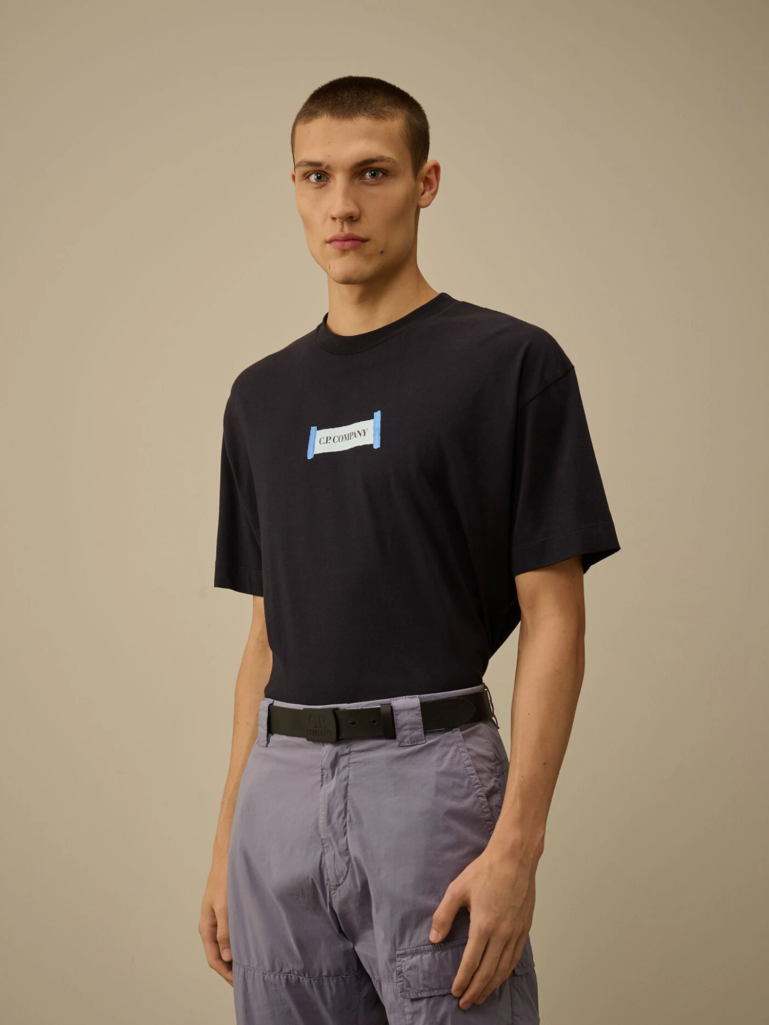 Ремень C.P. Company Leather Logo Belt Black