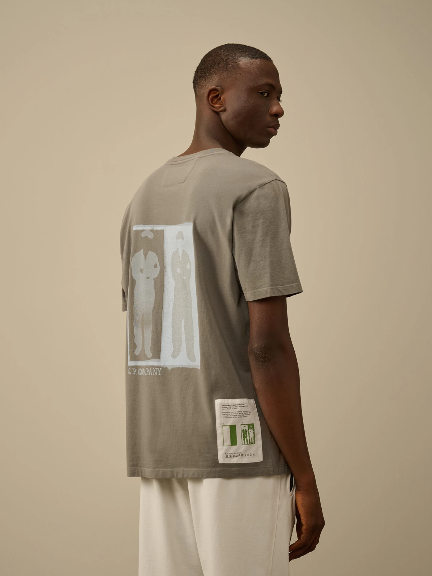 Футболка C.P. Company 24/1 Jersey Logo Smoked Pearl