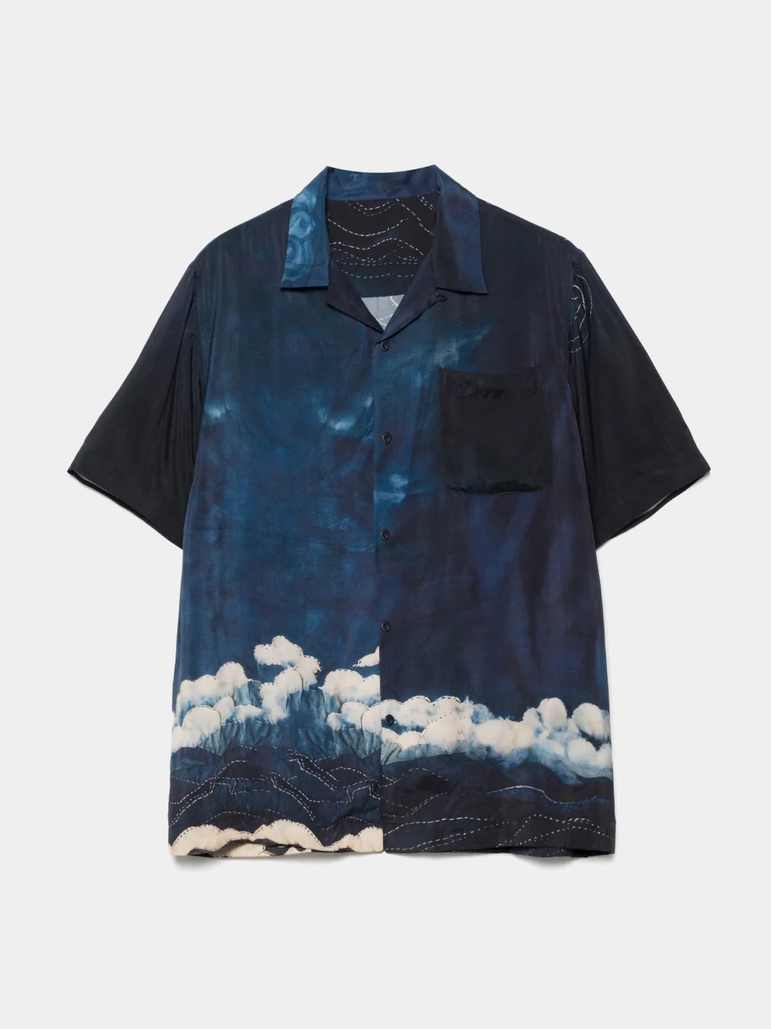 Рубашка MAHARISHI 6230 Boro Crane Camp Collar Indigo