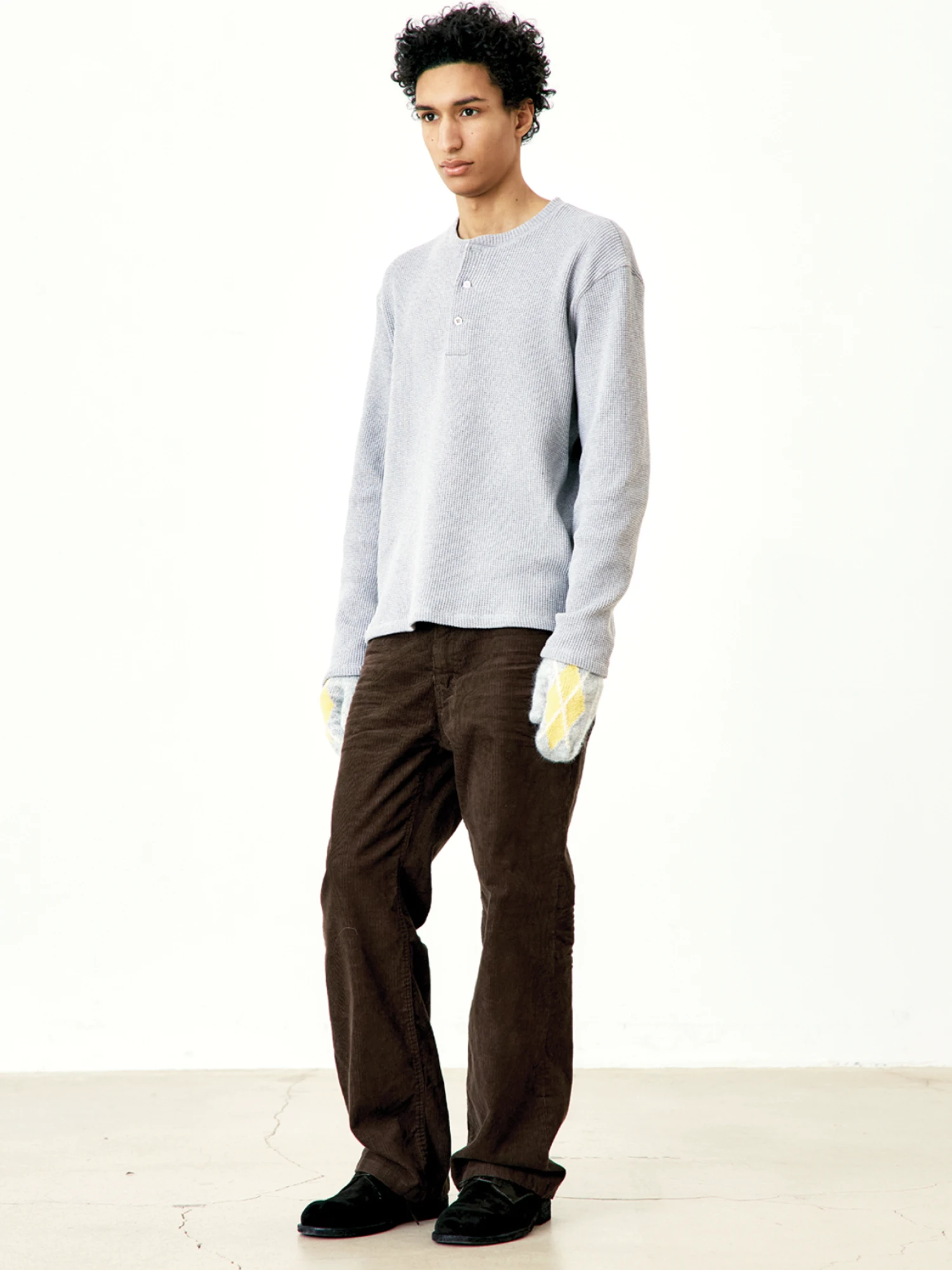 Лонгслив COOR Waffle Henry Neck Grey