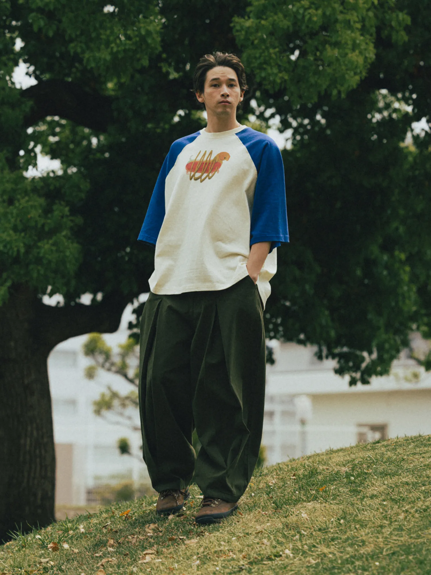 Футболка ANGLAN Hotdog Graphic Ringer Half Tee Blue