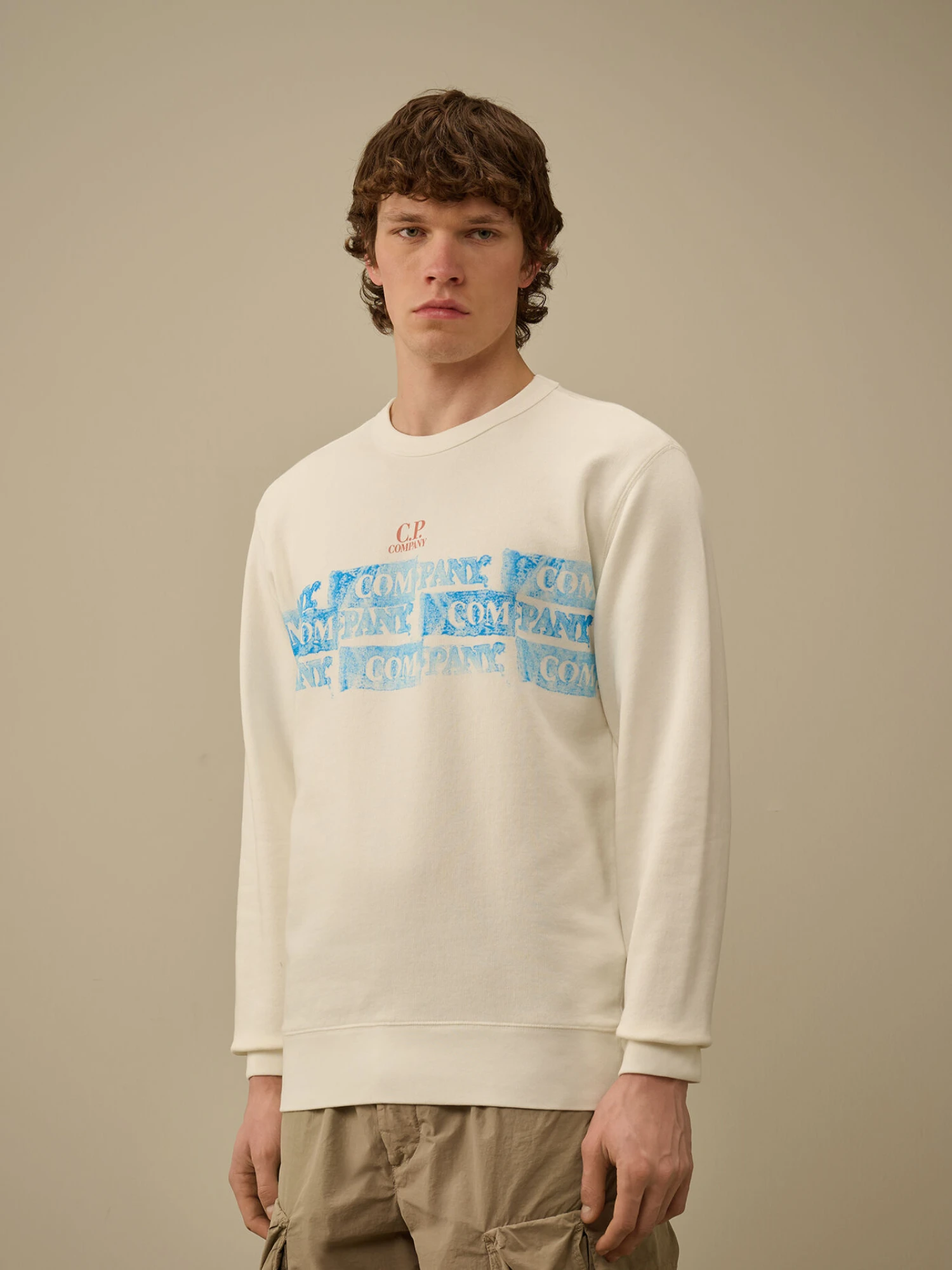 Свитшот C.P. Company Cotton Fleece Crewneck Gauze White