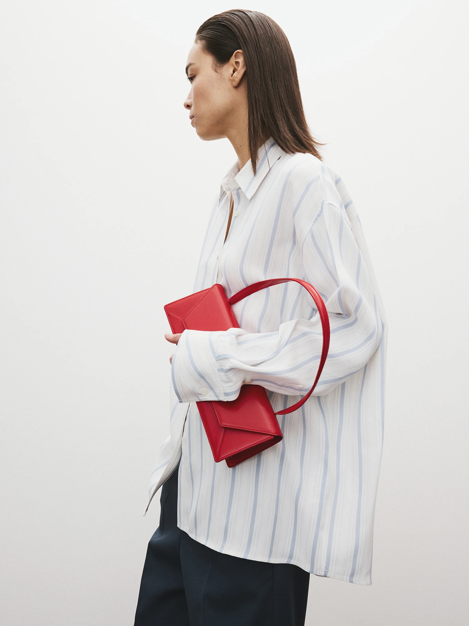 Женская рубашка Recto Double Layer Cuffs Stripe Sky Blue