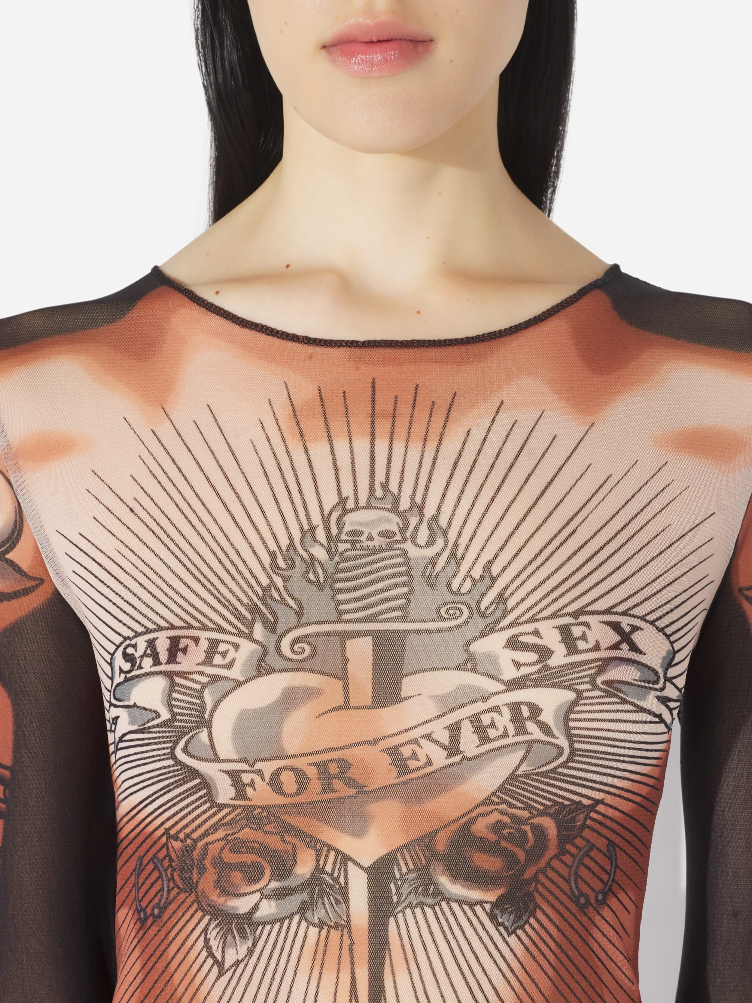 Лонгслив Jean Paul Gaultier Re-Edition: "Safe Sex Tattoo" Nude/Brown/Black
