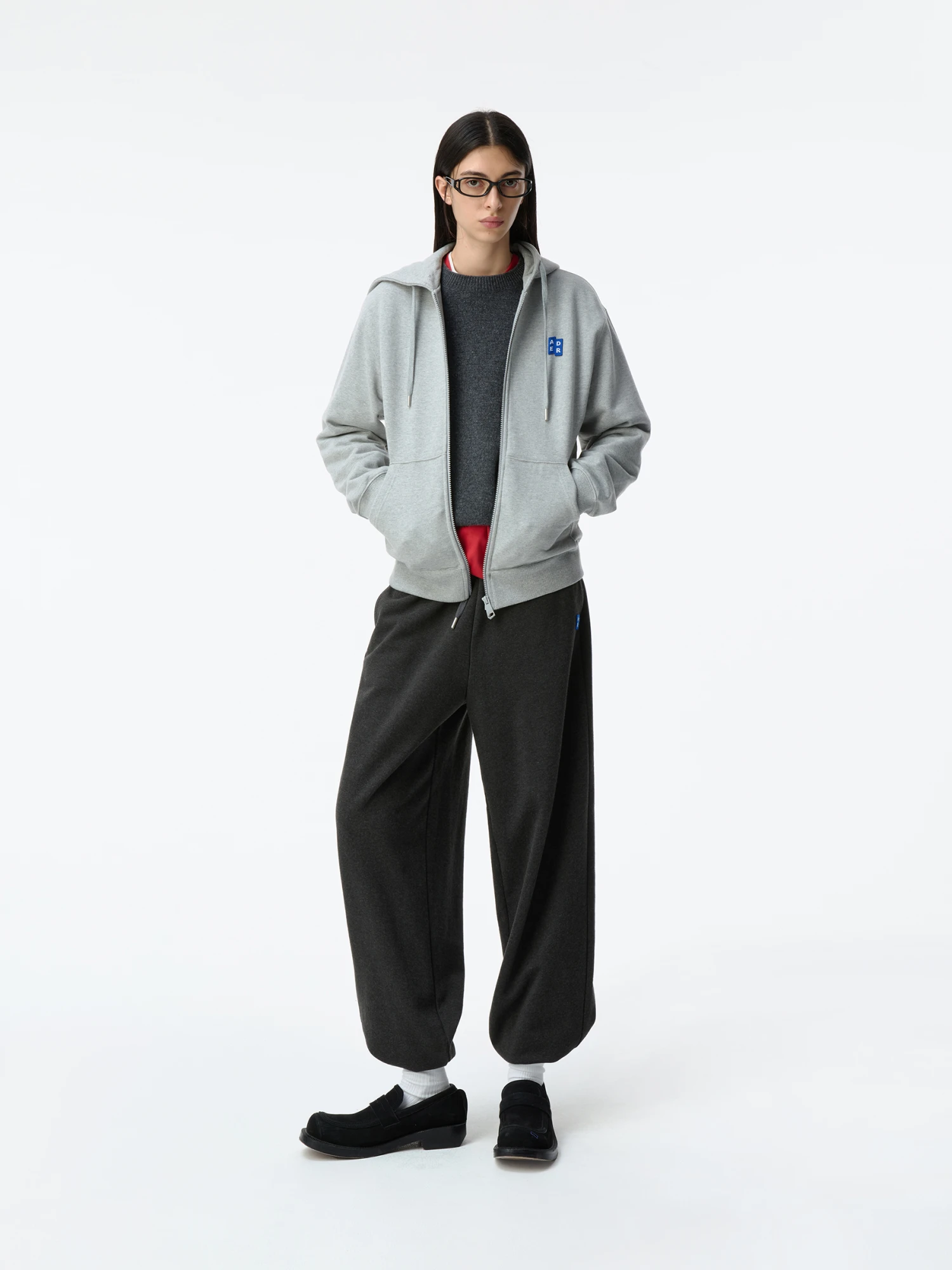 Зип-худи ADERERROR Sig; BL Tag 01 Grey