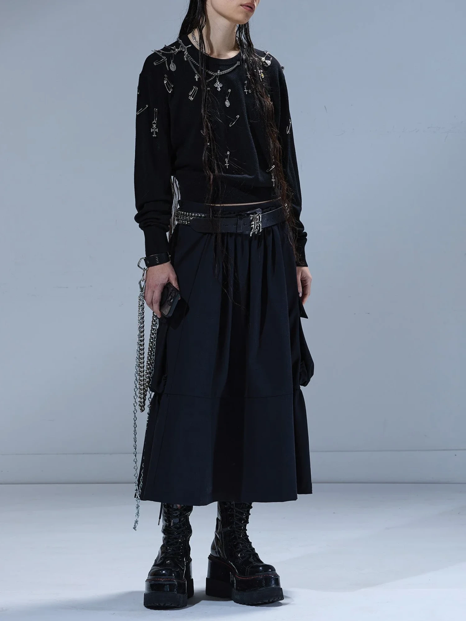 Женская юбка R13 Gathered Cargo Skirt Black