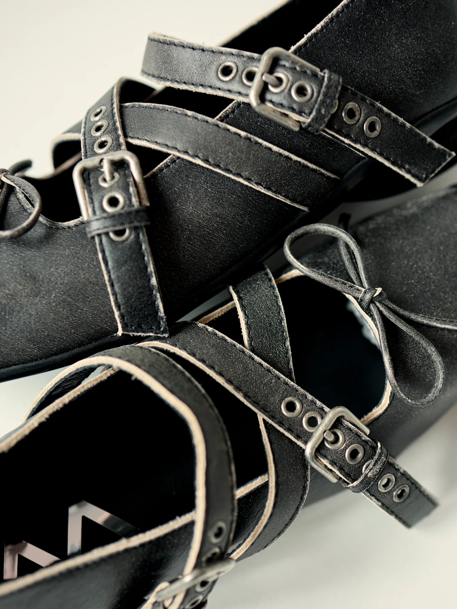Женские Балетки OPEN YY Cross Buckle Ballet Flats Grey