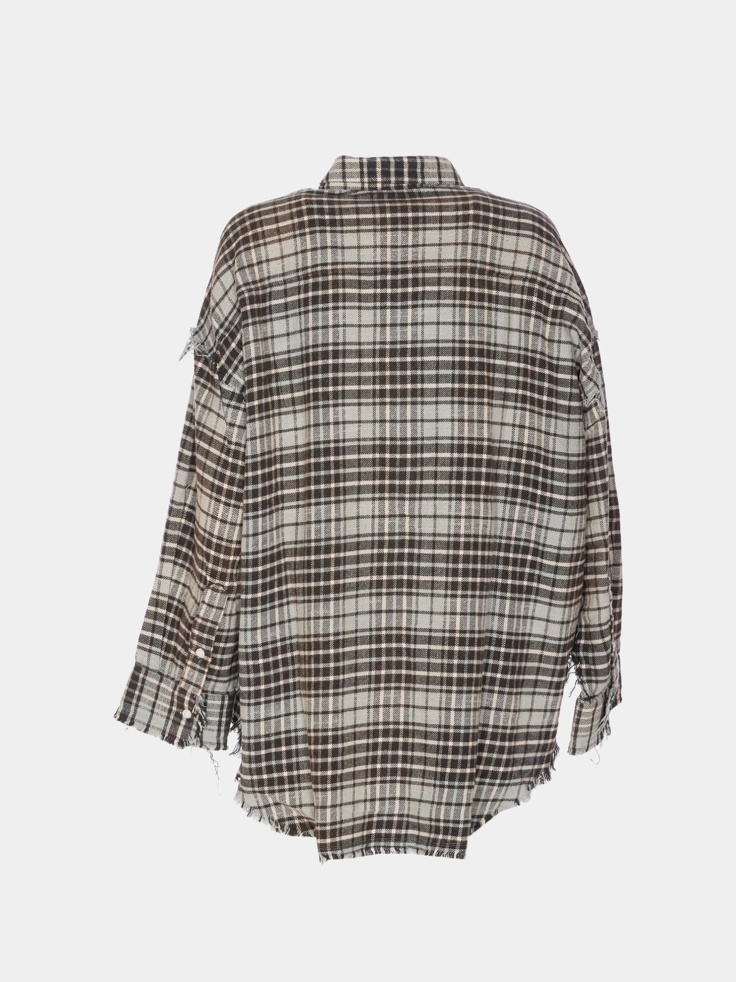 Рубашка R13 Shredded Seam Drop Neck Blue/Grey Plaid