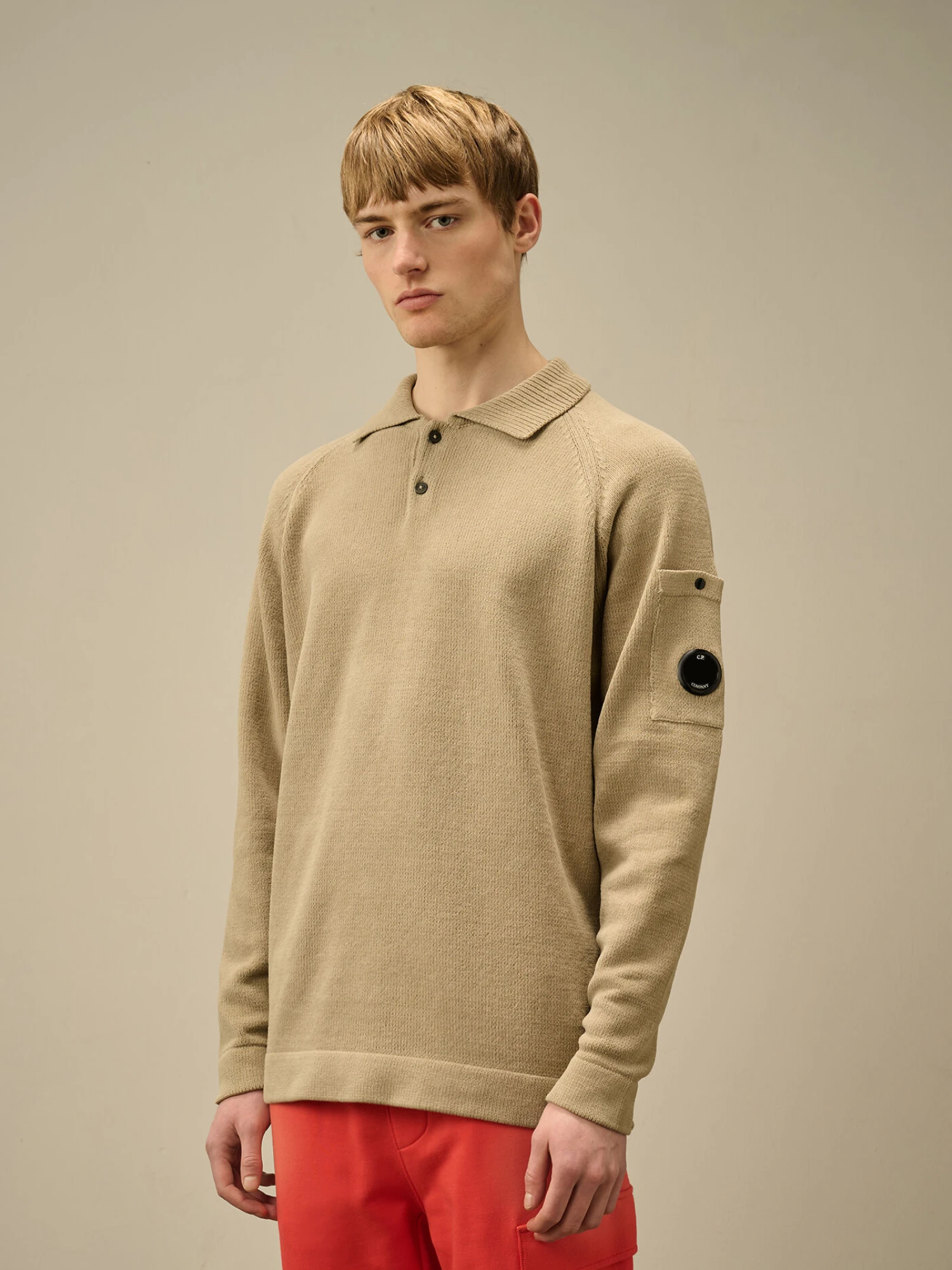 Свитер C.P. Company Chenille Cotton Polo Knit Vintage Khaki
