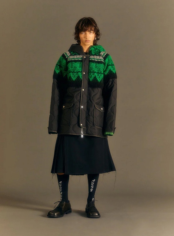 Парка Andersson Bell Nordic Knit Patch Quilted Parka Black