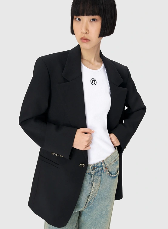 Майка Marine Serre Moon Logo Ribbed Jersey Tank Top White