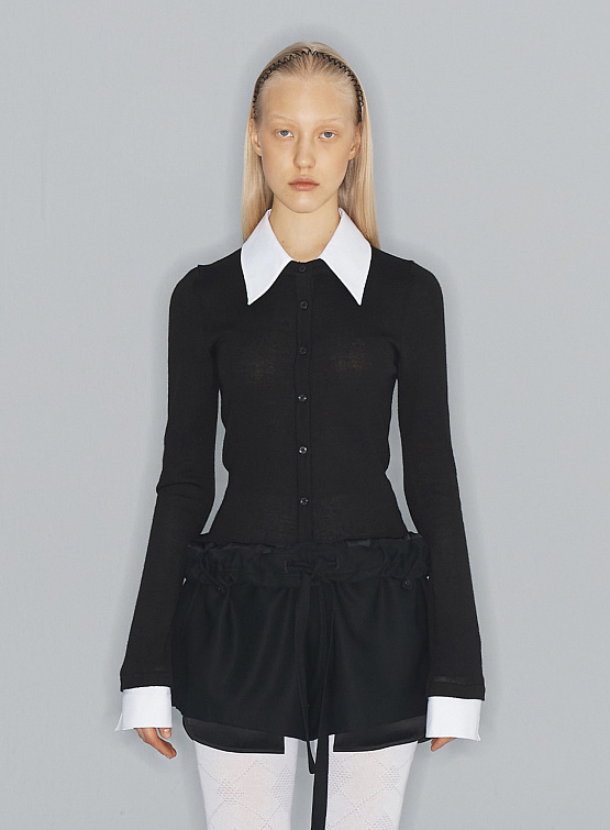 Женский кардиган Open YY Cotton Collar Cuffs Black