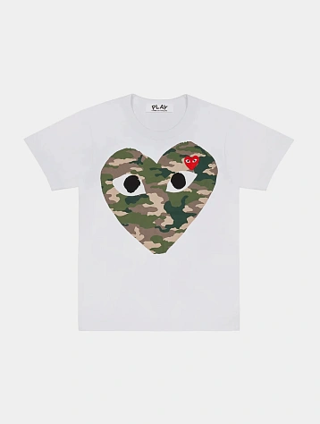 Футболка Comme des Garçons PLAY Large Camouflage Heart White
