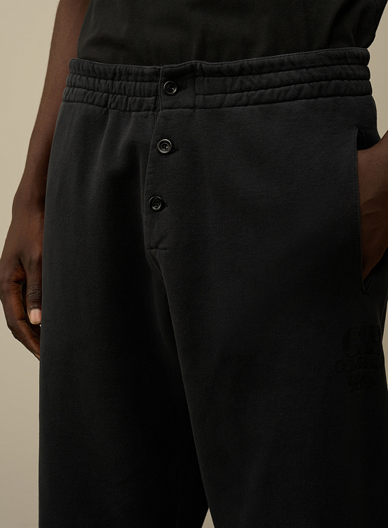Брюки C.P. Company Diagonal Fleece Logo Black Sand