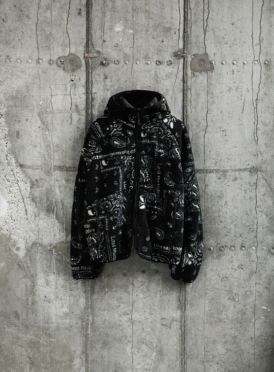 Двусторонняя флисовая куртка LMC Italic Jqd Boa Fleece Rvsb Hooded Jacket Black