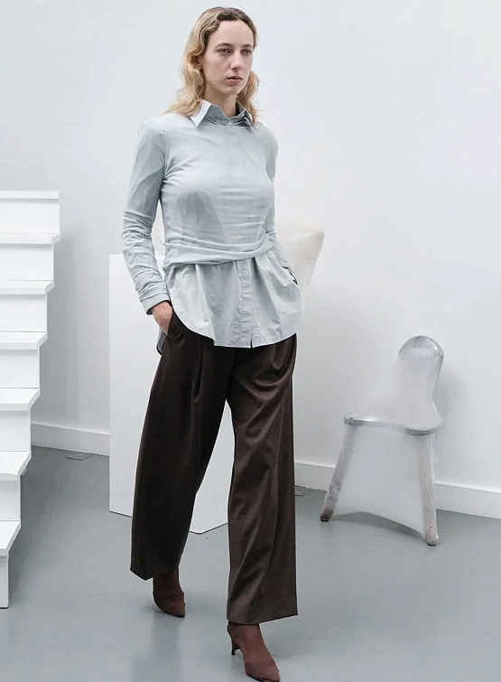 Женский лонгслив AMOMENTO Round T-Shirts Light Blue