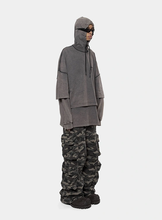 Худи ARNODEFRANCE Hooded Tee Overlapped Washed Grey