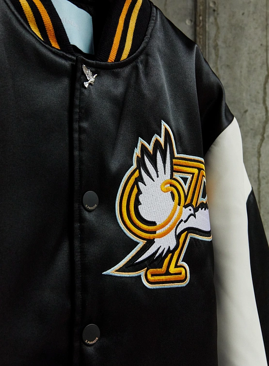 Бомбер 3.PARADIS P Letterman Varsity Jacket Black