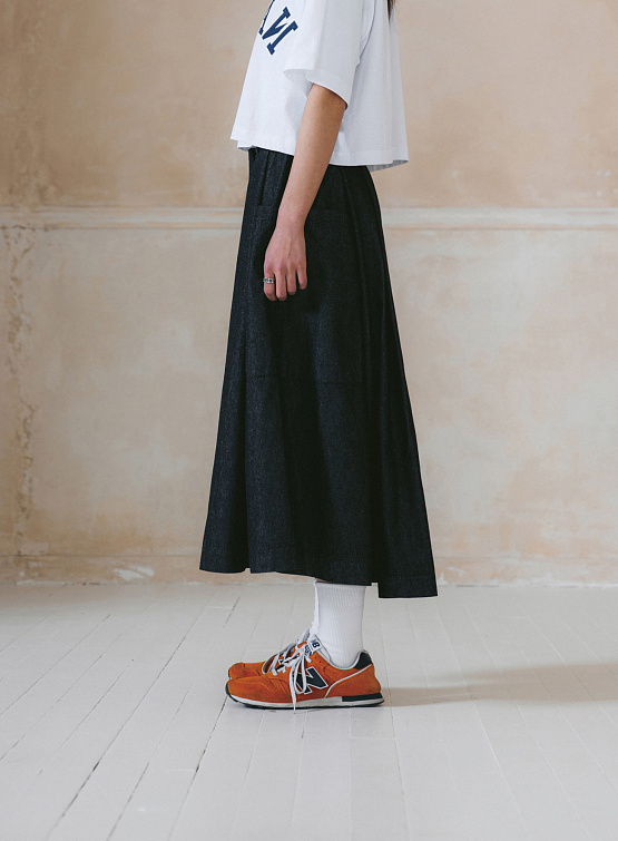 Юбка ANGLAN Belt Bloom Denim Skirt Black Denim