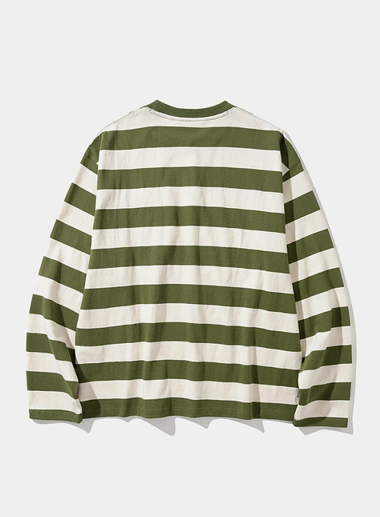 Лонгслив Uniform Bridge Naval Stripe Pocket L/S Tee Olive