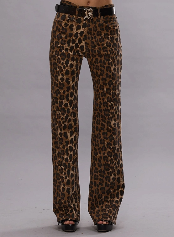 Женские Джинсы R13 Jane Stone Washed Leopard