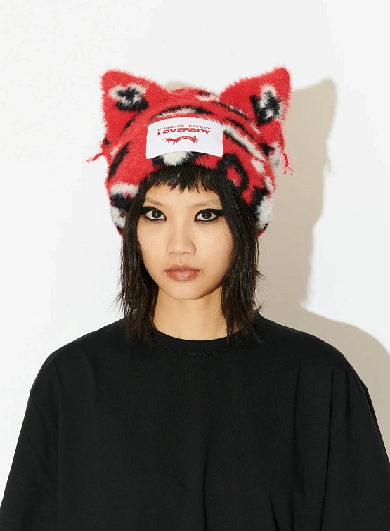 Шапка Charles Jeffrey Loverboy Fluffy Chunky Ears Red