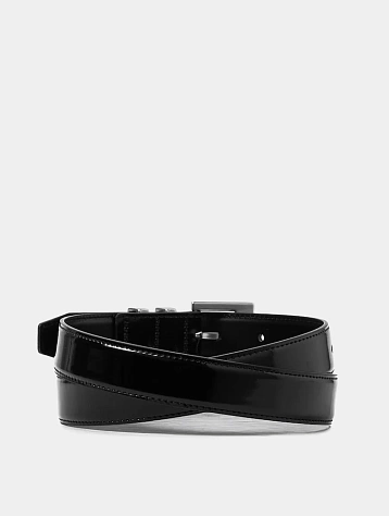 Ремень JUUN.J Basic Square Buckle Leather Belt Black