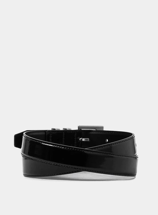 Ремень JUUN.J Basic Square Buckle Leather Belt Black