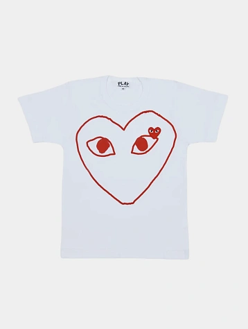 Футболка Comme des Garçons PLAY Red Heart Printing White