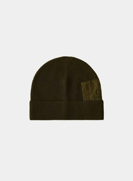 Шапка C.P. Company Extrafine Merino Wool Zip Pocket Ivy Green