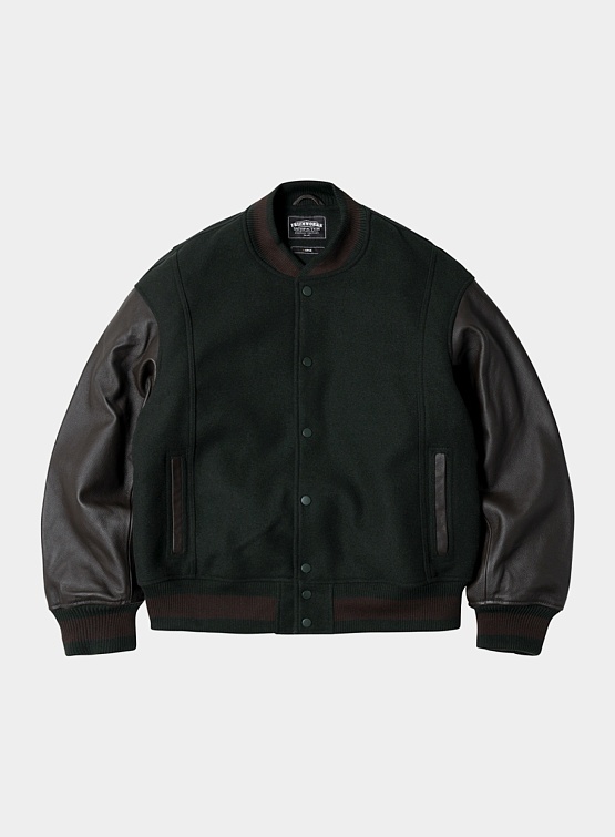 Бомбер FrizmWORKS Cowhide Leather Varsity Dark Green